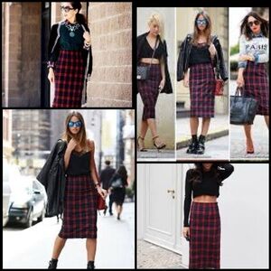 Vintage Chadwicks Wool Blend Tartan Plaid Preppy Dark Academia Midi Skirt Sz 12T